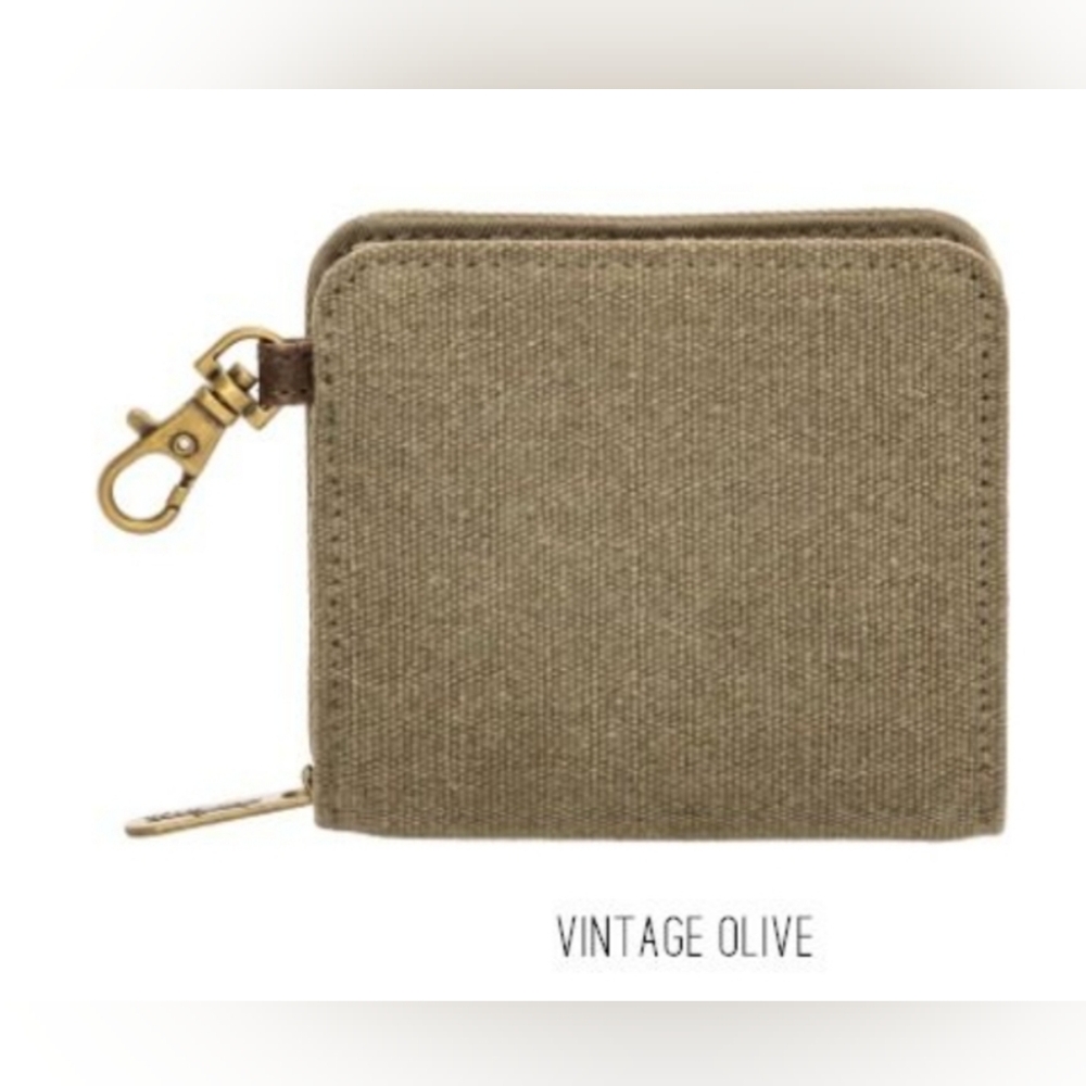 Thirty-One Clip N' Zip Wallet Vintage Olive New